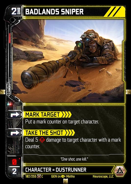 BADLANDS SNIPER - Genesis - Kickstarter Edition - NeuroScape TCG card