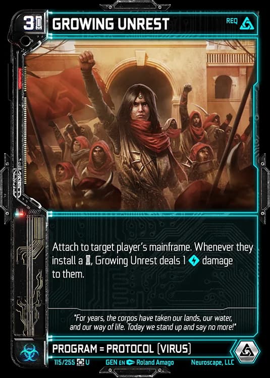 GROWING UNREST - Genesis - Kickstarter Edition - NeuroScape TCG card