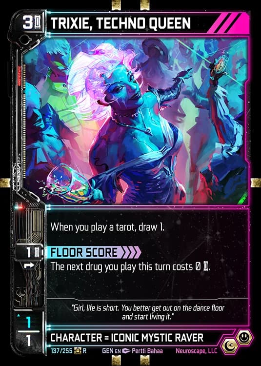 TRIXIE, TECHNO QUEEN - Genesis - Kickstarter Edition - NeuroScape TCG card