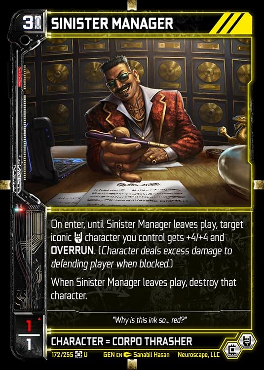 SINISTER MANAGER - Genesis - Kickstarter Edition - NeuroScape TCG card