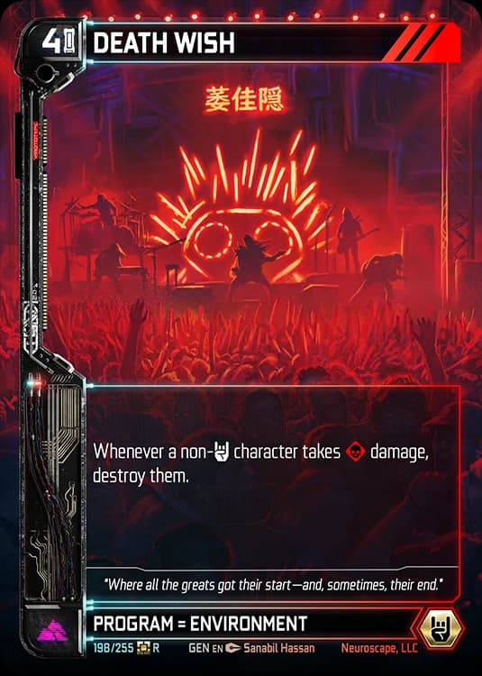 DEATH WISH - Genesis - Kickstarter Edition - NeuroScape TCG card