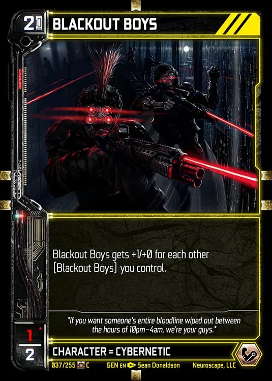 BLACKOUT BOYS - Genesis - Kickstarter Edition - NeuroScape TCG card