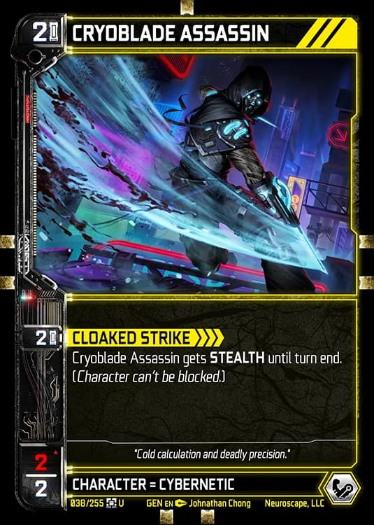 CRYOBLADE ASSASSIN - Genesis - Kickstarter Edition - NeuroScape TCG card