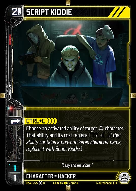 SCRIPT KIDDIE - Genesis - Kickstarter Edition - NeuroScape TCG card