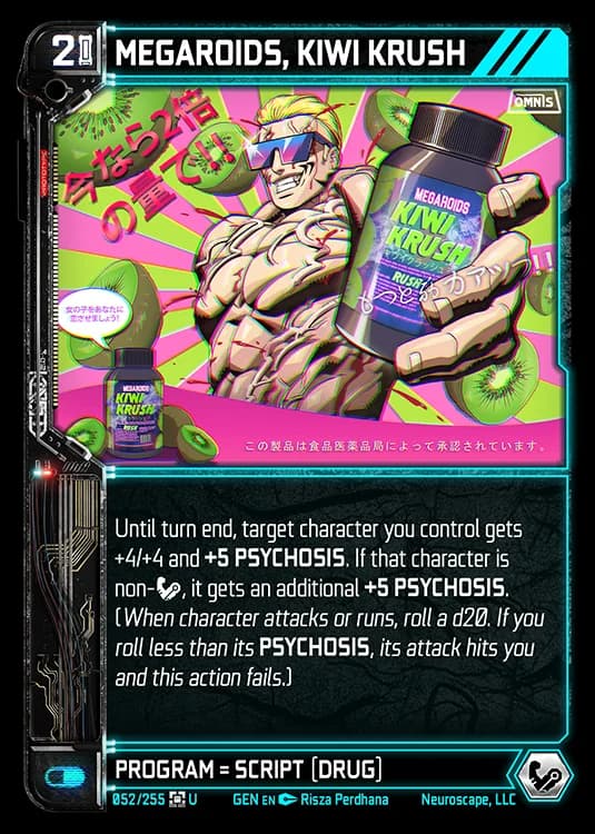 MEGAROIDS, KIWI KRUSH - Genesis - Kickstarter Edition - NeuroScape TCG card