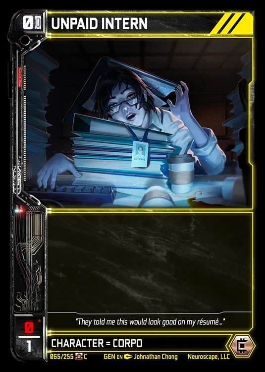 UNPAID INTERN - Genesis - Kickstarter Edition - NeuroScape TCG card