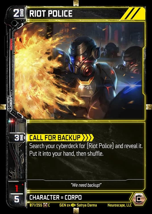 RIOT POLICE - Genesis - Kickstarter Edition - NeuroScape TCG card