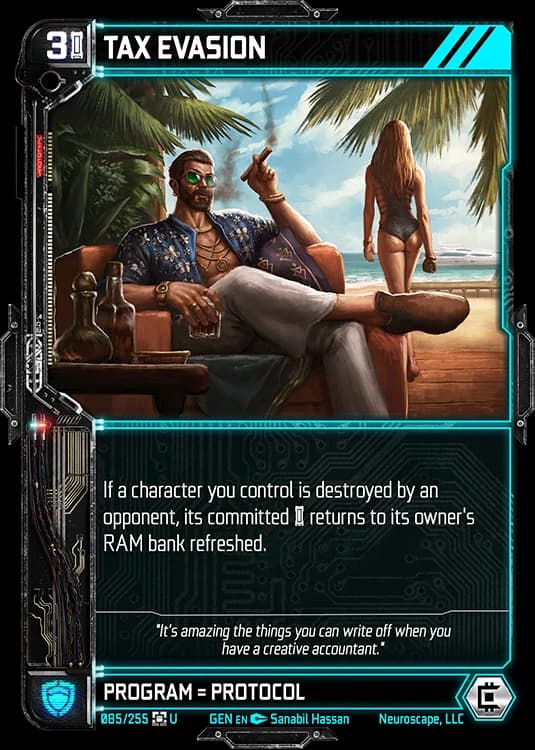 TAX EVASION - Genesis - Kickstarter Edition - NeuroScape TCG card