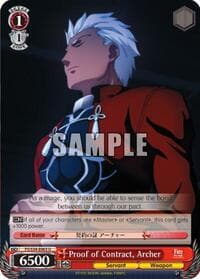 Proof of Contract, Archer - Fate/stay night [Unlimited Blade Works] - Weiss Schwarz card