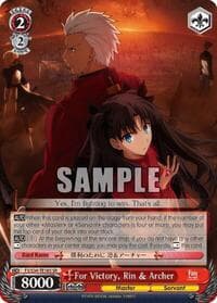 For Victory, Rin & Archer (SR) - Fate/stay night [Unlimited Blade Works] - Weiss Schwarz card