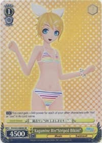 Kagamine Rin"Striped Bikini" (SR) - Hatsune Miku -Project DIVA- f - Weiss Schwarz card