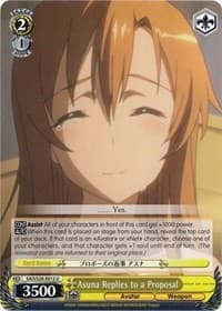 Asuna Replies to a Proposal - Sword Art Online - Weiss Schwarz card