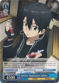Kirito Appraises Items - Sword Art Online - Weiss Schwarz card