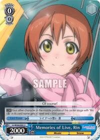 Memories of Live, Rin - Love Live! Vol. 2 - Weiss Schwarz card