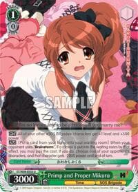 Primp and Proper Mikuru - The Melancholy of Haruhi Suzumiya - Weiss Schwarz card