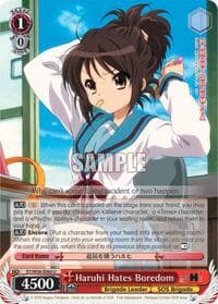 Haruhi Hates Boredom - The Melancholy of Haruhi Suzumiya - Weiss Schwarz card