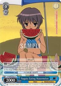 Nagato Eating Watermelon - The Melancholy of Haruhi Suzumiya - Weiss Schwarz card