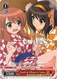 Haruhi & Mikuru in Yukata (TD) - The Melancholy of Haruhi Suzumiya - Weiss Schwarz card