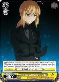 Summoned Heroine, Saber - Fate/Zero - Weiss Schwarz card