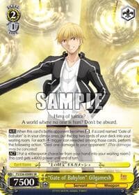 "Gate of Babylon" Gilgamesh (SR) - Fate/stay night [Unlimited Blade Works] Vol. II - Weiss Schwarz card