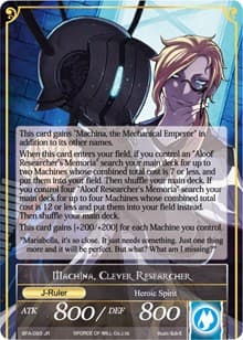 Memoria of the Seven Lands // Machina, Clever Researcher - Battle for Attoractia - Force of Will card