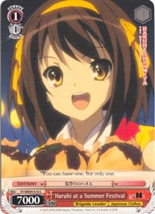 Haruhi at a Summer Festival - The Melancholy of Haruhi Suzumiya Extra Booster - Weiss Schwarz card