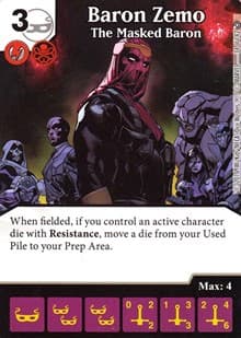 Baron Zemo - The Mask Baron - Civil War - Dice Masters card
