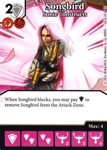 Songbird - Sonic Constructs - Civil War - Dice Masters card