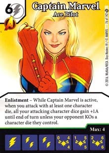 Captain Marvel - Ace Pilot - Civil War - Dice Masters card