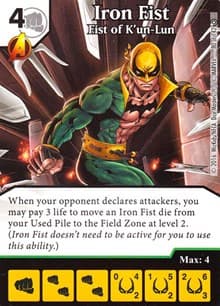 Iron Fist - Fist of K'un-Lun - Civil War - Dice Masters card