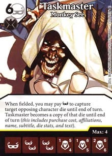Taskmaster - Monkey See - Civil War - Dice Masters card