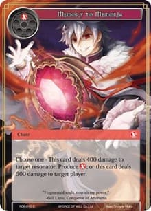 Memory to Memoria - Return of the Dragon Emperor - Force of Will card