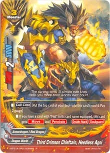 Third Crimson Chieftain, Heedless Agni - Crossing Generations - Future Card BuddyFight card