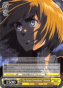 "To Seize Freedom" Armin - Attack on Titan Vol. 2 - Weiss Schwarz card