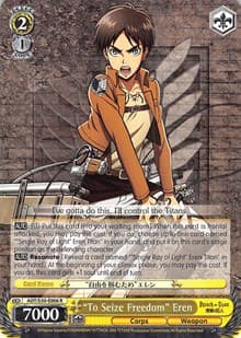 "To Seize Freedom" Eren - Attack on Titan Vol. 2 - Weiss Schwarz card