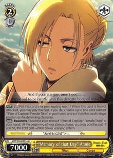 "Memory of that Day" Annie (A) - Attack on Titan Vol. 2 - Weiss Schwarz card
