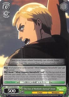"The Fate of Mankind's Survival" Erwin - Attack on Titan Vol. 2 - Weiss Schwarz card