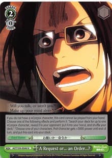 A Request or... an Order...? - Attack on Titan Vol. 2 - Weiss Schwarz card