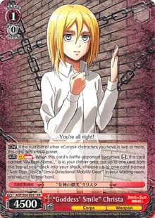"Goddess' Smile" Christa - Attack on Titan Vol. 2 - Weiss Schwarz card