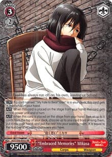 "Embraced Memories" Mikasa - Attack on Titan Vol. 2 - Weiss Schwarz card