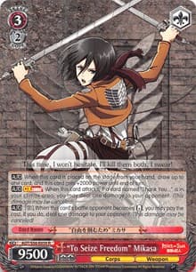 "To Seize Freedom" Mikasa - Attack on Titan Vol. 2 - Weiss Schwarz card