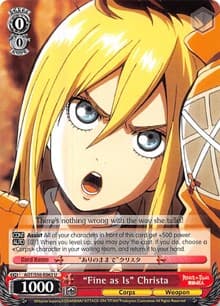 "Fine as Is" Christa - Attack on Titan Vol. 2 - Weiss Schwarz card