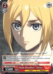 "Noble Bloodline" Christa - Attack on Titan Vol. 2 - Weiss Schwarz card