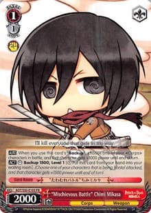 "Mischievous Battle" Chimi Mikasa - Attack on Titan Vol. 2 - Weiss Schwarz card