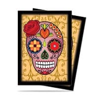 Dia De Los Muertos Pink Skull Standard Deck Protectors (50-Pack) - Ultra Pro Card Sleeves - Card Sleeves card