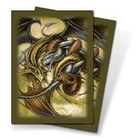 Trinity Dragon Gold Small Deck Protectors by Monte Moore (60-Pack) - Ultra Pro Card Sleeves - Card Sleeves card