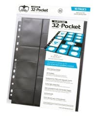 Double-Sided Side-Loading Standard & Mini-American 16-Pocket Pages - 11-Holes, Black (10-Pack) - Ultimate Guard Protective Pages - Protective Pages card