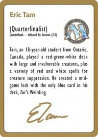 1996 Eric Tam Biography Card - World Championship Decks - Magic: The Gathering card