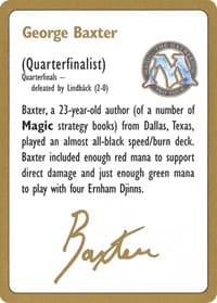 1996 George Baxter Biography Card - World Championship Decks - Magic: The Gathering card