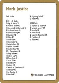 1996 Mark Justice Decklist Card - World Championship Decks - Magic: The Gathering card